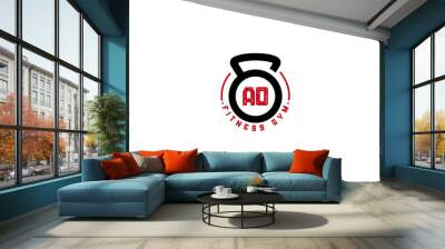 Letter AO Logo, Gym AO, fitness ao logo icon design Wall mural