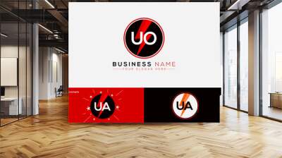 Modern UO Logo Letter, Creative Uo ou Logo Icon Design For Your New Electronic Brand Wall mural