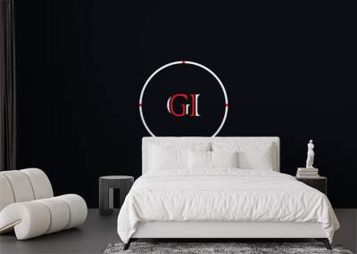 Monogram GI g i Logo Icon, Colorful Gi Circle Letter Logo Image Vector Stock Wall mural