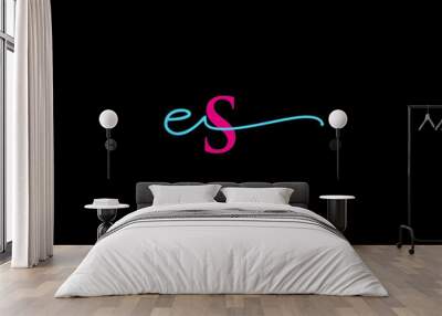 Simple ES Signature Logo Icon, Signature Es se Letter Logo Image Design For Fashion Or Clothing Wall mural