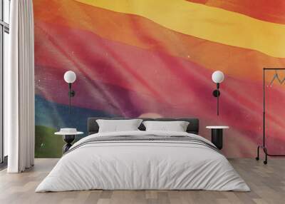 Vintage Rainbow Flag with Red and Yellow Colors, representing Pride and Equality. 
 Wall mural