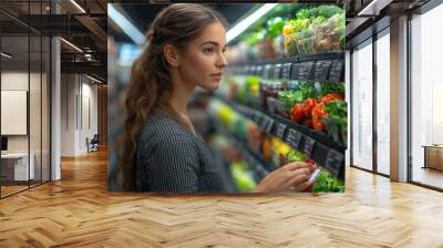 Woman Shopping for Produce Wall mural