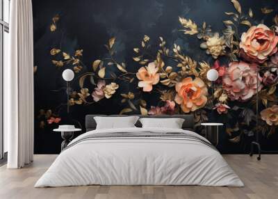 Beautiful flower patterns - Floral background - Generative AI Wall mural