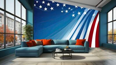 A blue and white memorial day banner with stars and stripes .generative ai Wall mural