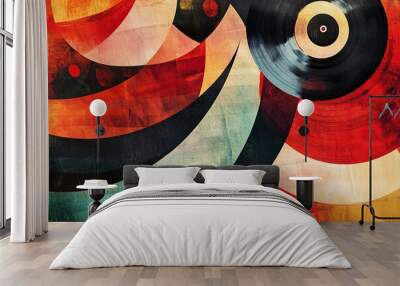 abstract musical background with vinyl disc texture .generative ai Wall mural