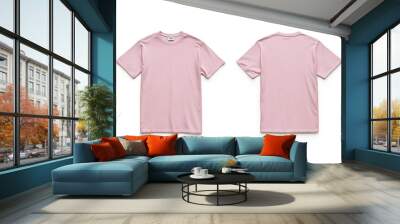 Blank Light Pink t shirt front and back mockup isolated on white background ,generative ai Wall mural