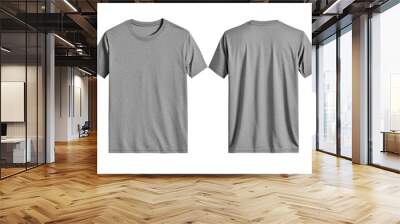 Blank Short sleeve t shirt mockup, grey T-shirts front and back view, used as design template isolated on white background .generative ai Wall mural