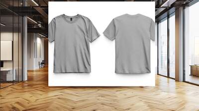 Blank Short sleeve t shirt mockup, grey T-shirts front and back view, used as design template isolated on white background .generative ai Wall mural