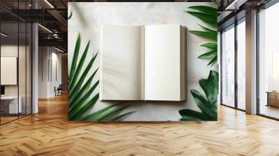 Book mockup blank cover notepad face and back side sketchpad empty template clear magazine model Premium Photo tropical .generative ai Wall mural