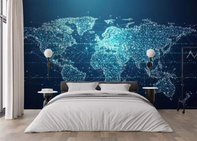 Global network connection. World map point and line composition concept of global business. Vector Illustration.generative ai Wall mural