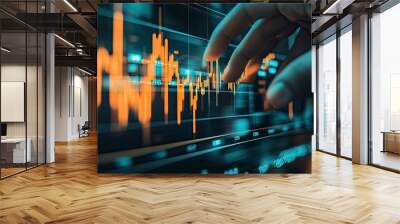 hand show graph chart stock market economic. growth business concept. plan strategy company increase profit to success global. trend marketing grows technology digital. economy, generative ai Wall mural