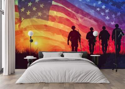 Happy Veterans Day United States of America background vector illustration .generative ai Wall mural