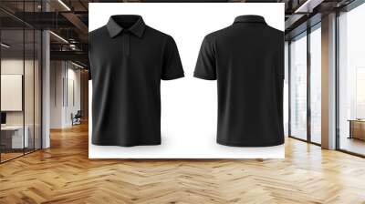 Men black polo shirt front and back view, Isolated blank front and back polo t-shirt for graphic design mock up.generative ai Wall mural