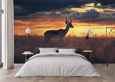 Wild african animals, antelope, evening ,generative ai Wall mural