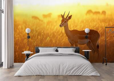 Wild african animals, antelope, evening ,generative ai Wall mural