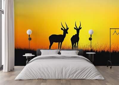 Wild african animals, antelope, evening ,generative ai Wall mural