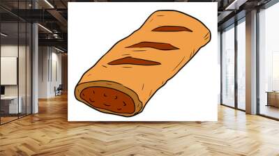 delicious sausage roll illustration vector Wall mural