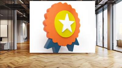 3D Medal with star icon isolated on white background  3D render Wall mural