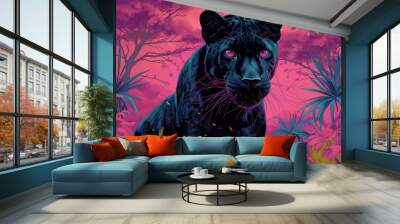 Schwarzer Panther, Neonfarben Wall mural