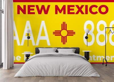 Vehicle licence plates marking in New Mexico in United States of America, Car plates.Vehicle license numbers of different American states.Vintage print for tee shirt graphics,sticker and poster design Wall mural