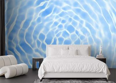 Abstract blue transparent water surface texture natural ripple background.  clear water wave texture on blue background. Sunlight effect on surface of defocus blurred water. summer or spa concept Wall mural