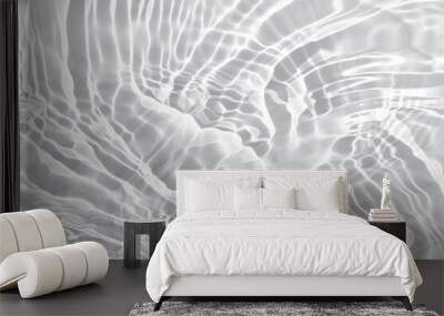 Abstract white transparent water shadow surface texture natural ripple background. Fresh water wave surface. Water texture with splashes and bubbles. Summer nature background Wall mural