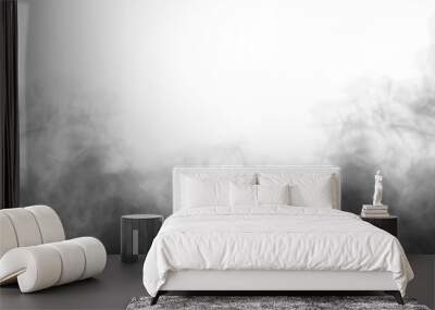 Black fog or smoke isolated on transparent white background. Steam explosion special effect. Effective texture of steam, dark fog, smoke png. Vector illustration. Wall mural