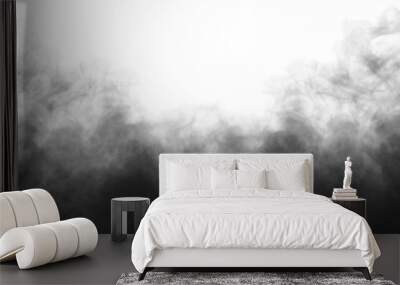 Realistic dark smoke or fog isolated on transparent white background Wall mural