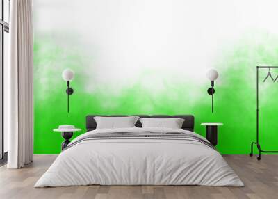 Realistic green smoke isolated on transparent white background Wall mural