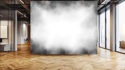 Smoke border or cloud fog frame design on transparent background. Fog texture effect for design element. Dark black Smoke in PNG Wall mural