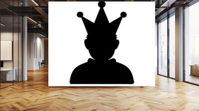  clown with crown silhouette vector black illustration Wall mural