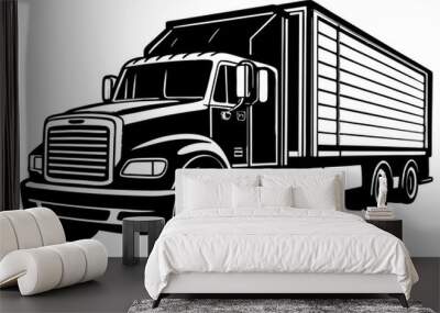 American trailer vehicle truck vector silhouette  Wall mural