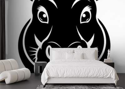 Hippo head logo vector black silhouette illustration on white background Wall mural