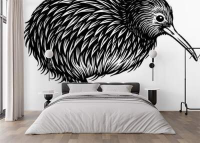 kiwi bird silhouette vector black animal  Wall mural