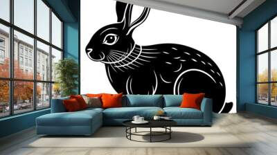 Rabbit silhouette vector illustration black animal on white background Wall mural