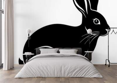 Rabbit Silhouettes Vector Animal Illustration on White Background Wall mural