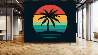 retro summer T-shirt design vector illustration  Wall mural