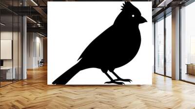 vector cardinal silhouette animal black bird on white background Wall mural