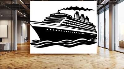 Vector cargo silhouette. illustration of a sea ship black transportation   Wall mural