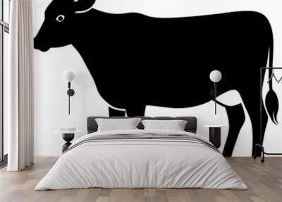 vector cow silhouette black animals design isolated on white background Wall mural