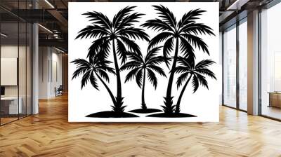 vector palm tree set illustration on white background Wall mural