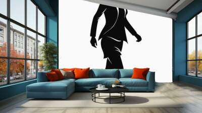 woman vector silhouette black illustration a walking figure on white background Wall mural