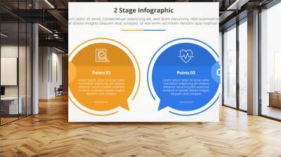 2 points stage template for comparison opposite infographic concept for slide presentation with big circle outline callout comment box with flat style Wall mural