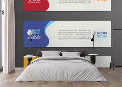 curly banner template design with horizontal advertising banner space for text Wall mural