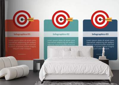 goals or business target infographic concept for slide presentation with big box table 3 point list with flat style Wall mural