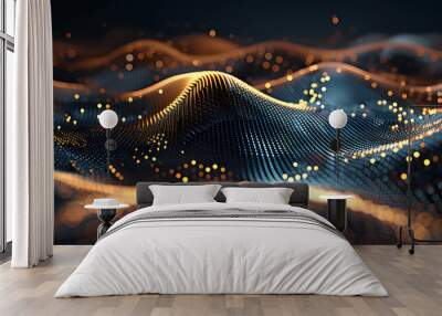 Digital backdround ideal for technological operations, neural networks, AI, data transmission and encryption, digital archives, audio and visual representations, scientific research Wall mural