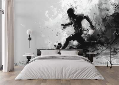 soccer football black and white abstract art
 Wall mural