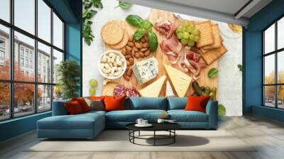 Antipasto board, top down view Wall mural