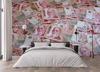 Serbian Currency - A Heap of 1000 Dinar Banknotes Wall mural