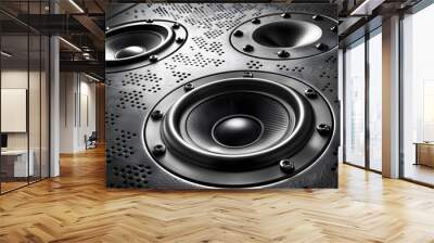 Black music speaker wall background with two large subwoofers Wall mural